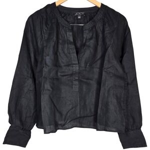 J. Crew Cabana top in‎ linen Black CI542 S NIB